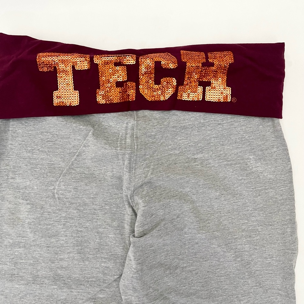 Women’s size large Virginia Texh Hokies fold over flare pants with sequins